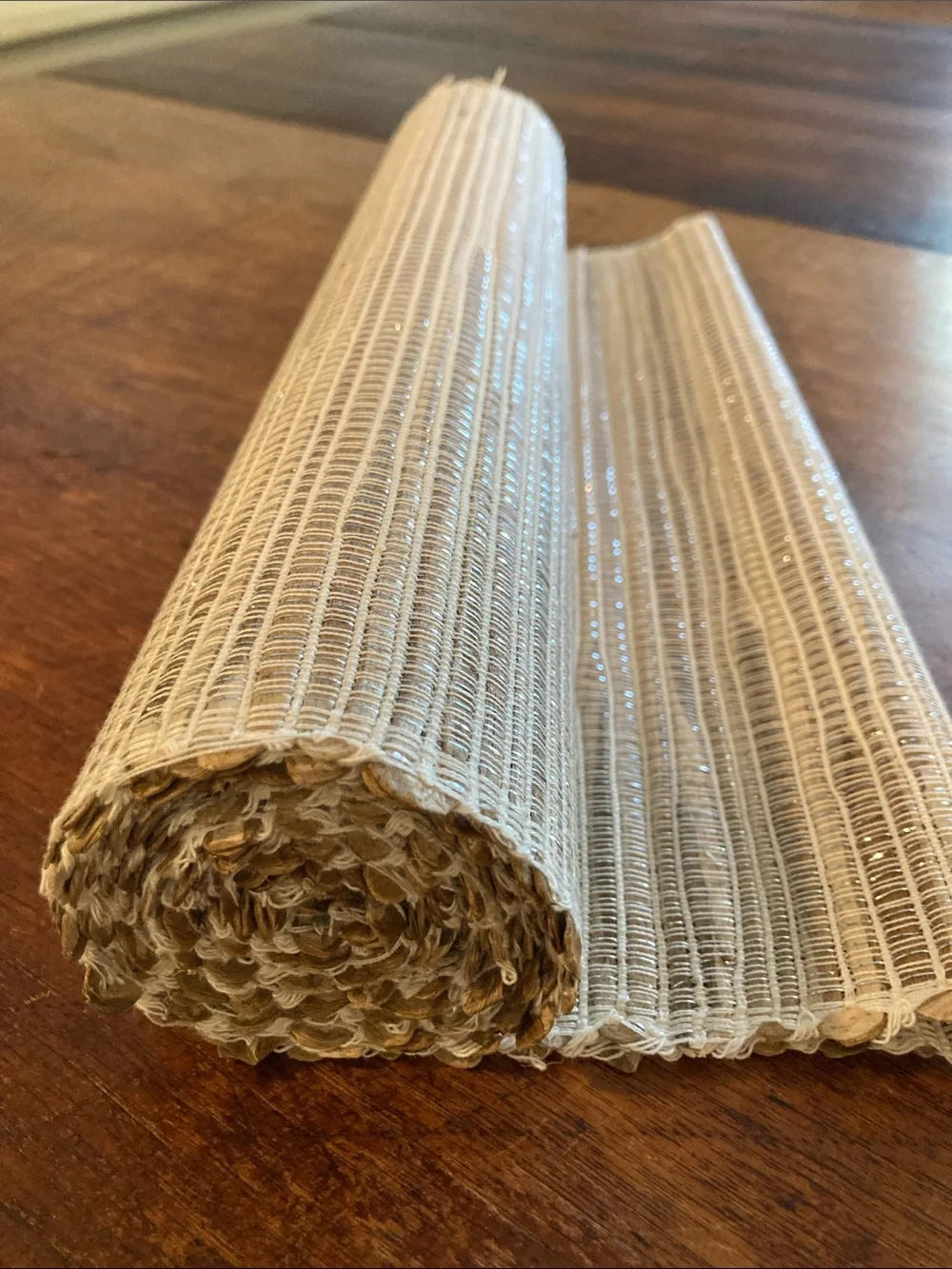Neutral Woven Table Runner - Cream grey tan Dining Accent